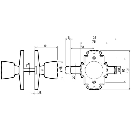Kawaguchi Giken Palace Latch, Internal Lock (I-Type), for Bedrooms (Sliding Lock), Backset 65mm, Bronze