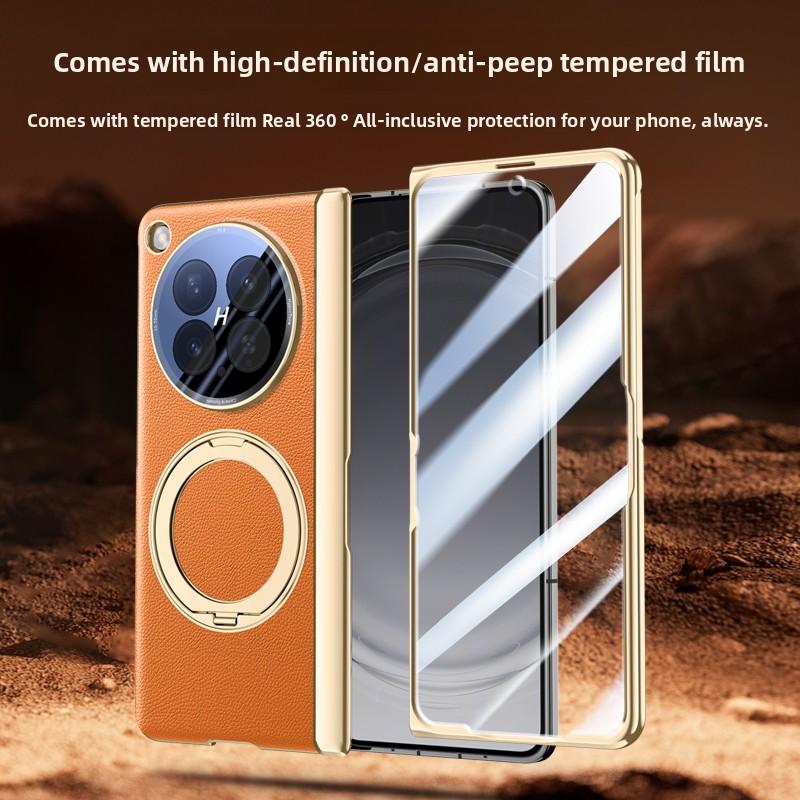 Чехол для OPPO Find N6 Роскошный ПУ-кожа Кольцо-подставка Магнитная беспроводная зарядка Защитная задняя крышка Для Find N6 N 6 Корпус телефона