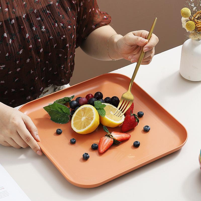 Inyahome набор из 1/4/10 квадратных тарелок из пшеничной соломы для обеда, закусок, десертов, овощей, фруктов, торта, хлеба, сервировочная тарелка, поднос