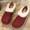 Меховая платформа Женские хлопковые тапочки Замшевые балетки Мюли Зимняя мода Ботильоны с ремешком на пятке Женский тренд 2025 Теплые Женские Зимние Ботинки