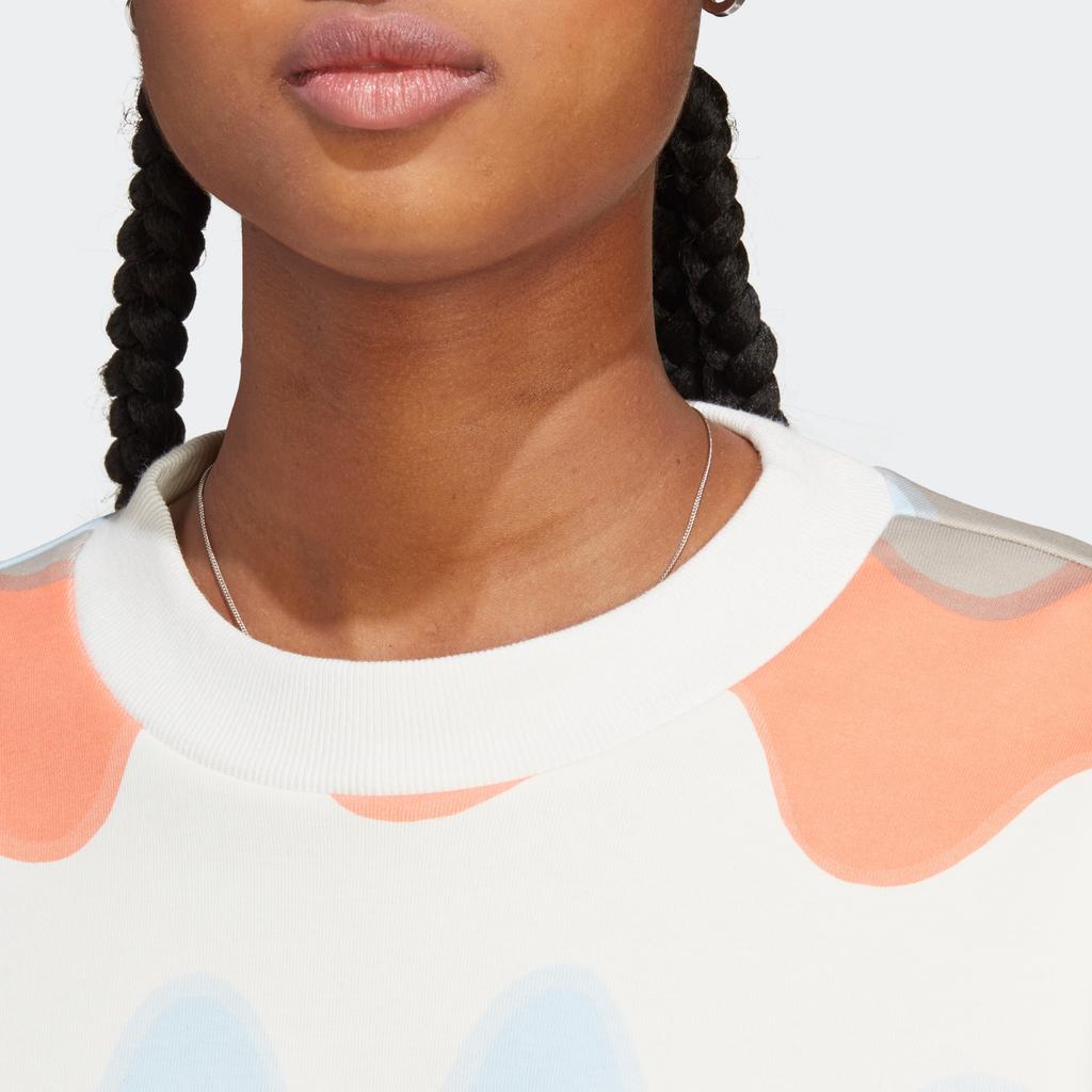 Adidas X Marimekko Sweatshirt With Round Neck Women Sweatshirt Coral-Pink IC6351