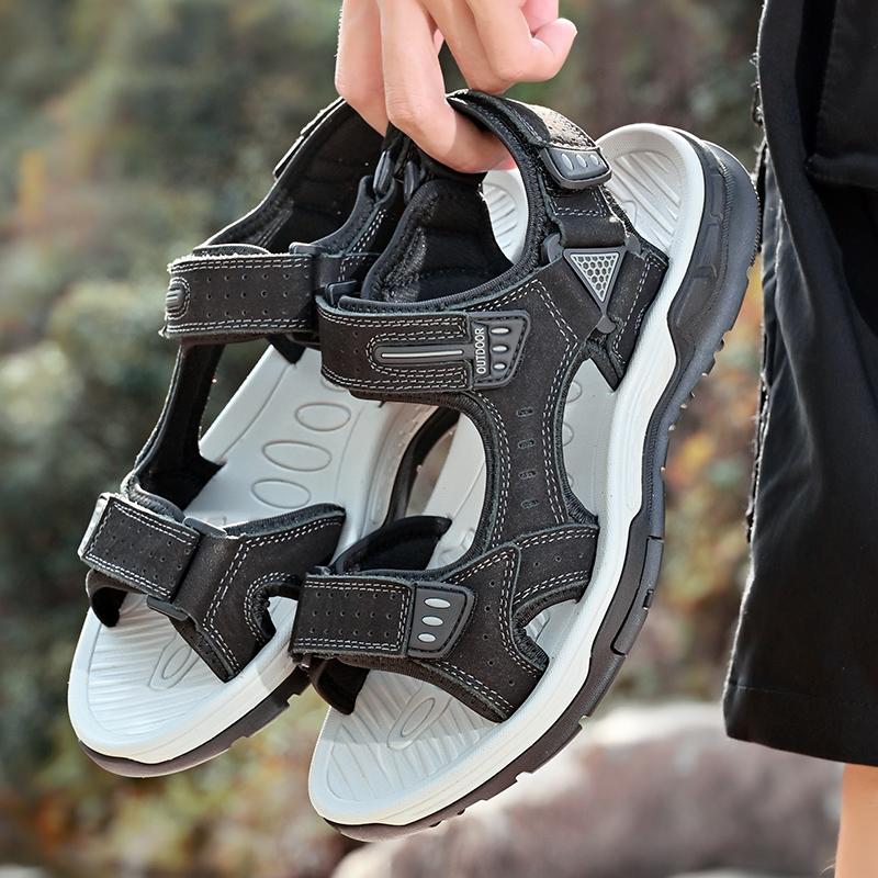 Модные мужские сандалии из натуральной кожи, модная летняя обувь для мужчин, дышащие сандалии для спорта на открытом воздухе для мужчин, пляжная обувь