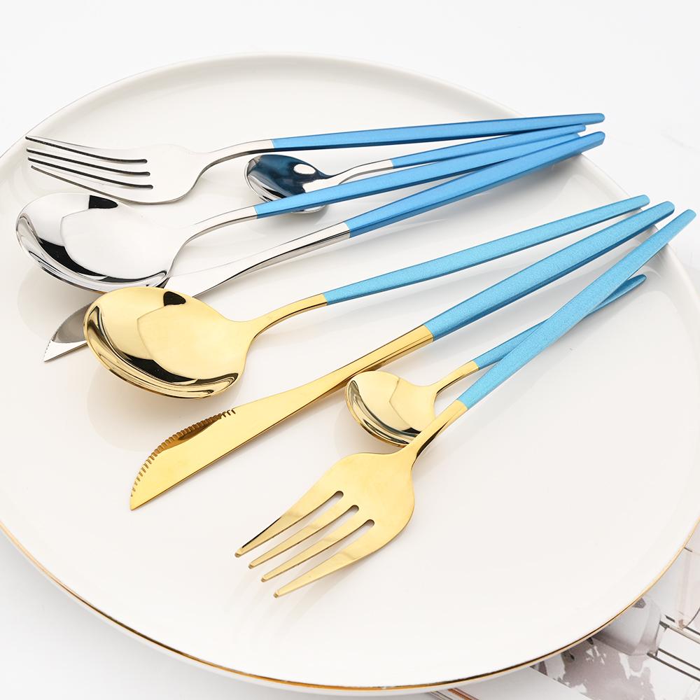 30Pcs Black Cutlery Set Mirror Dinnerware Knife Dessert Fork Spoons Flatware Western Stainless Steel Silverware Party Kitchen Tableware Set