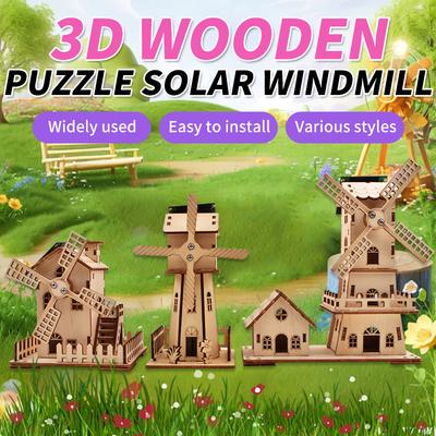 3D пазл Солнечная ветряная мельница Игрушка Научная игрушка Сделай сам Физический образовательный набор для ребенка Модель Технология солнечной энергии Эксперимент STEM-набор