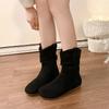 Fashion Ladies Shoes 2024 Brand Mid-Calf Women's Boots Retro Modern Boots Women Pleated Round Toe Low Heel Slip On Side Zip Shoes Women