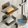 Patch Model Aluminum Alloy Soap Holder Wall Mounted Perforation-free Drain Water Soap Dish Multifunction Drain Space