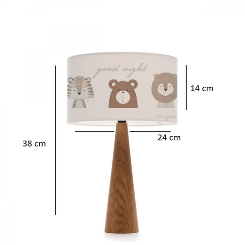 Абажур из натуральной древесины с милыми животными из ткани для детской комнаты | ByLamp