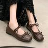Fashion Elegant Sweet Bowknot Flat Shoes Soft Sole PU Leather Slip On Loafers Solid Color Casual Ballet Flats Girls
