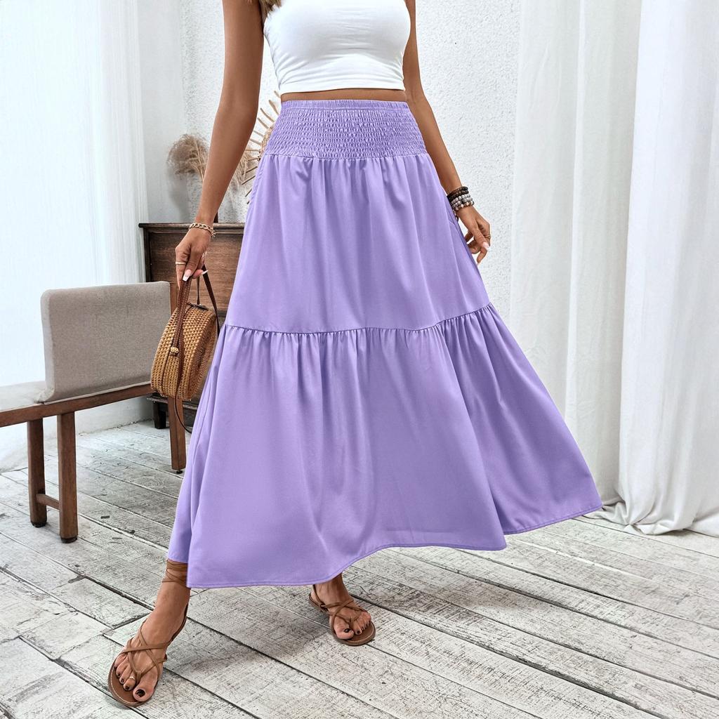 Женская модная плиссированная юбка с цветочным принтом и эластичным поясом, свободная юбка-трапеция с карманом