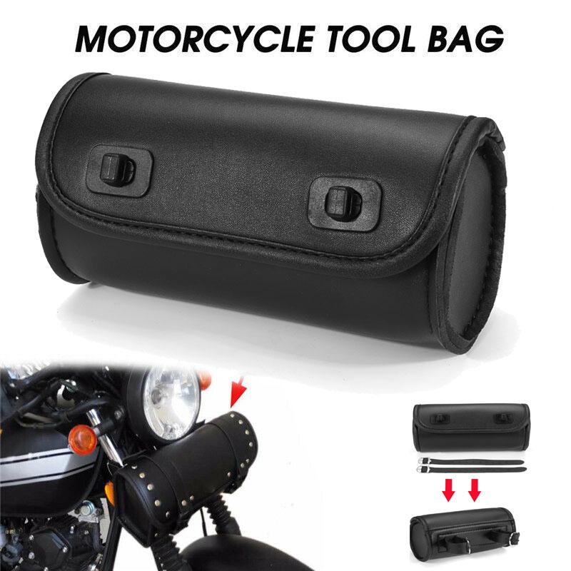 Motorcycle Front Fork Tool Bag PU Leather Side Tail Tool Bag Luggage Pouch Storage Scooter Handlebar Hanging Bags Waterproof