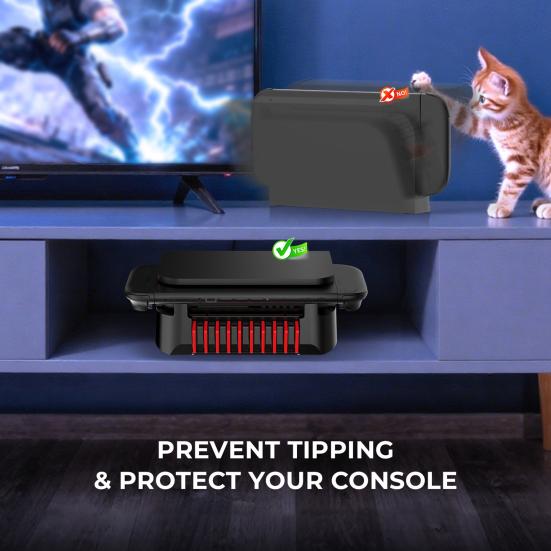 Горизонтальная подставка для игровой консоли Switch/OLED, нескользящая, с теплоотводом, экономящая место, база для хранения игровой консоли с 10 слотами-органайзерами для игровых карт