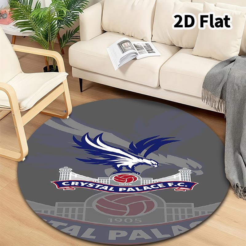Crystal Palace Football Club Round Area Rug Carpet Rug For Living Room Bedroom Sofa Playroom Decor Nonslip Floor Mat