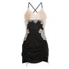 Women's Padded Ruched Comfy Cami Sleep Dress Lingerie Set