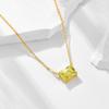 Luxury Fashion 925 Sterling Silver Fine Jewelry Simple Solitaire Emerald Rectangle Color Cubic Zirconia Red Gem Pendant Necklace