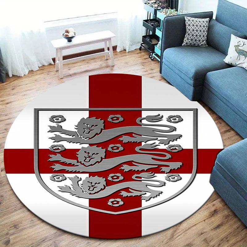 England National Football Team Round Area Rug,Carpet Rug for Living Room Bedroom Sofa Playroom Decor,Non-slip Floor Mat