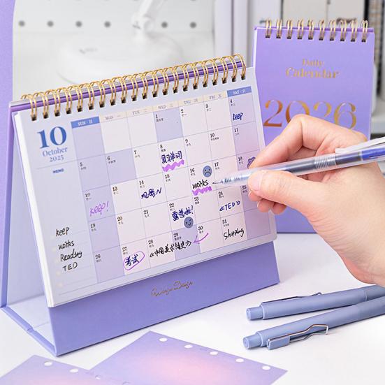 Мини настольный календарь 2026 Янв.2026 - Дек.2026 12-месячный планировщик Двойной проволочный переплет Стоячий перекидной Маленький настольный календарь для дома и офиса