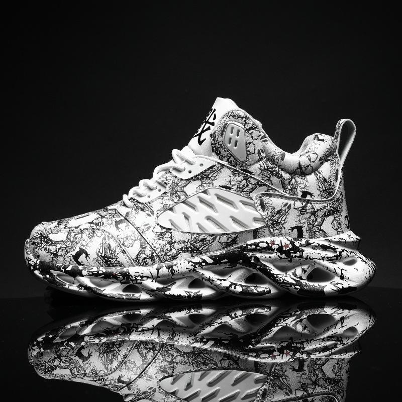 Мужская мода дышащая баскетбольная обувь с толстой подошвой мужские высокие кроссовки