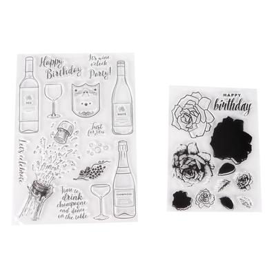 2 шт. Прозрачные штампы TPR Прозрачные штампы с узором для фотоальбома, дневника, изготовления открыток, DIY скрапбукинга