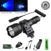 LED Flashlight Hunting UV 395NM/Blue Light Torch Professional Tactical Night Scout Light Set Fish Light USB Rechargeable Torch