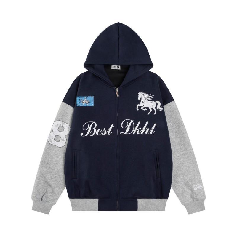 Unisex Oversized Hooded Sweatshirt With Rivet Embroidery Letter Print Fall Casual Pullover