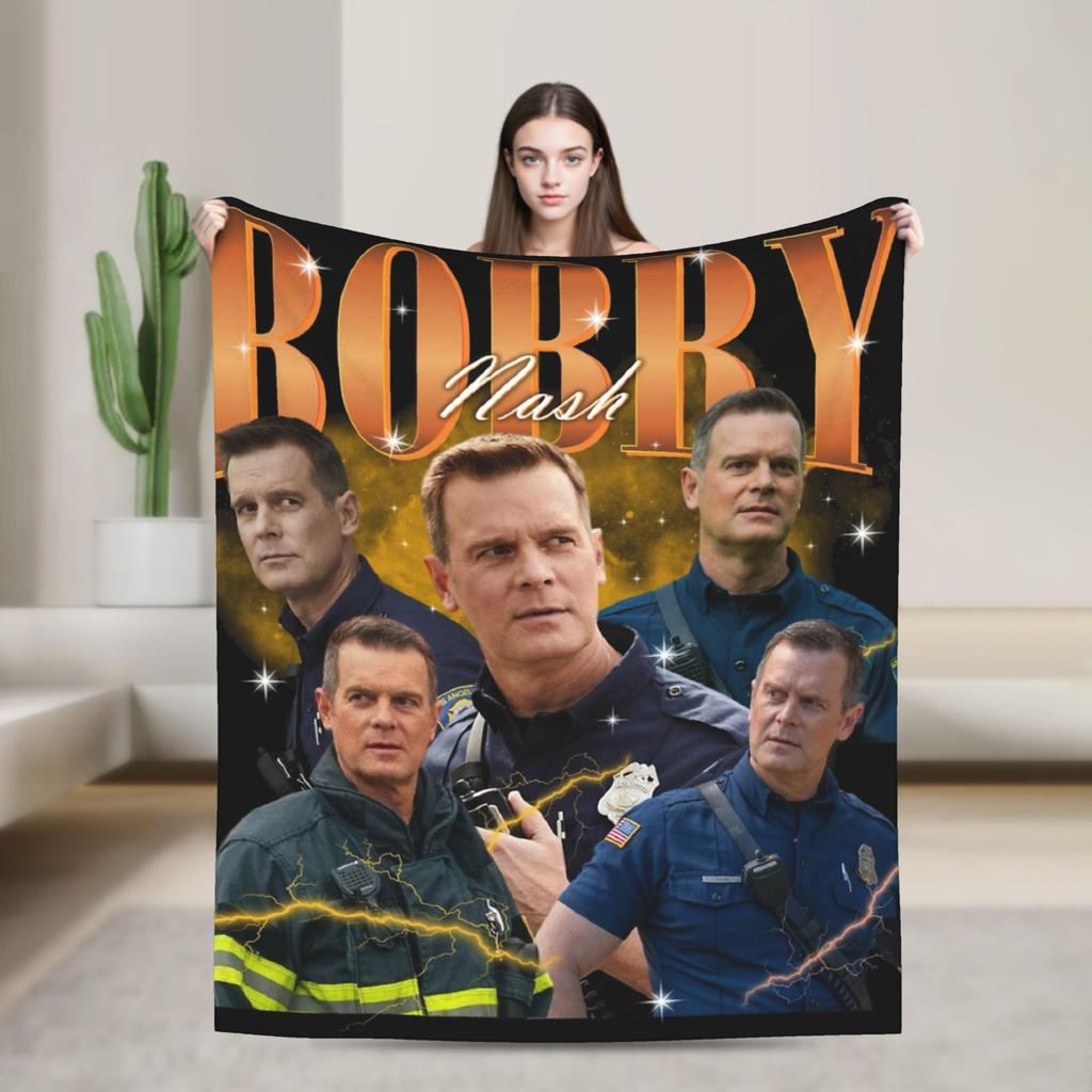 Bobby Nash 9-1-1 Firefighter Blanket Fleece Print Multifunction Super Warm Throw Blankets for Home Couch Rug Piece