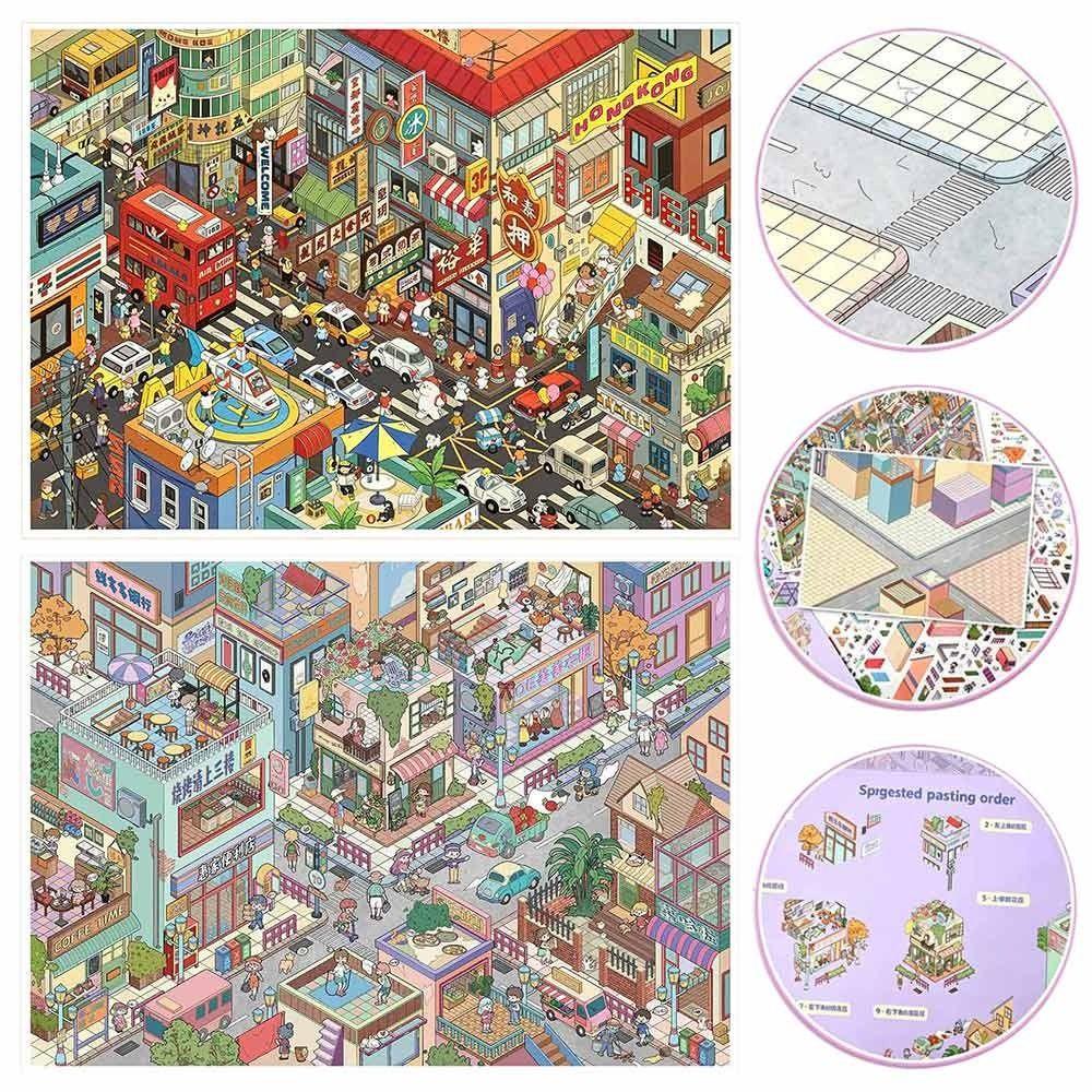 DIY Design 3D City Sticker Kawaii Design Street Scene Sticker Landscape Sticker Home Decoration