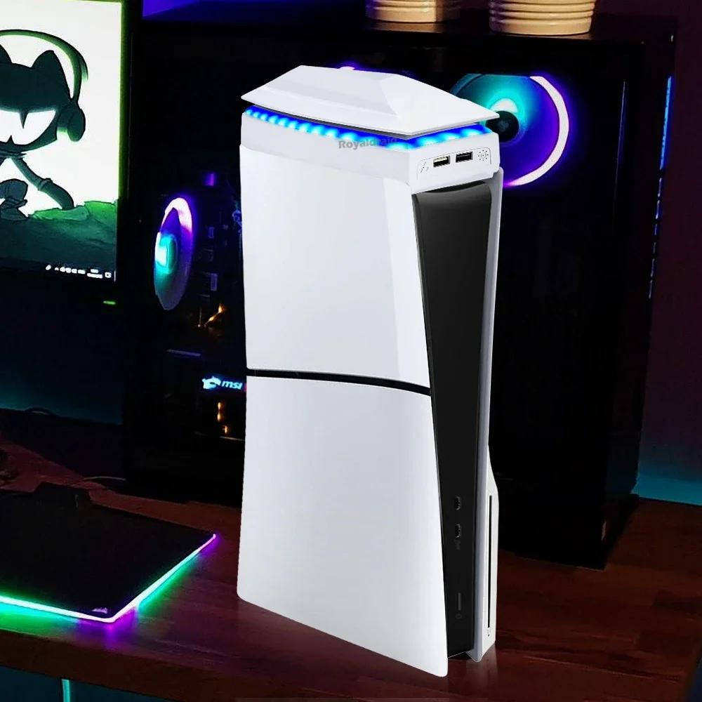 Верхний вентилятор охлаждения для PS5 Slim с RGB-подсветкой, радиатор игровой консоли, верхний пылезащитный вентилятор для отвода тепла для консоли PS5 Slim