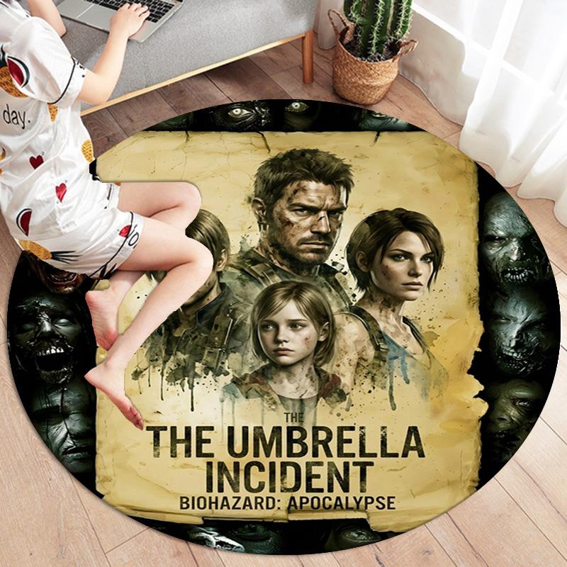 Resident Evil Round Area Rug Carpet Rug For Living Room Bedroom Sofa Playroom Decor Nonslip Floor Mat