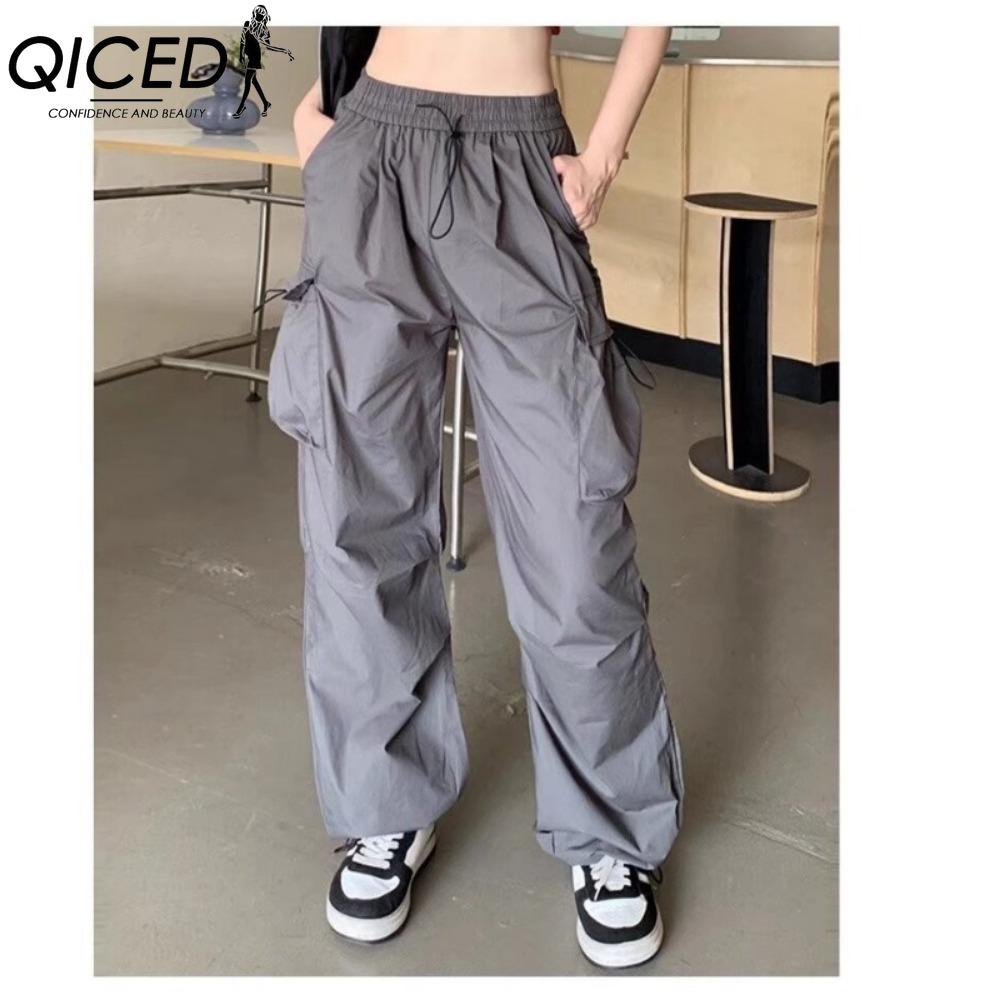 QICED Женские модные повседневные брюки и капри с однотонным принтом