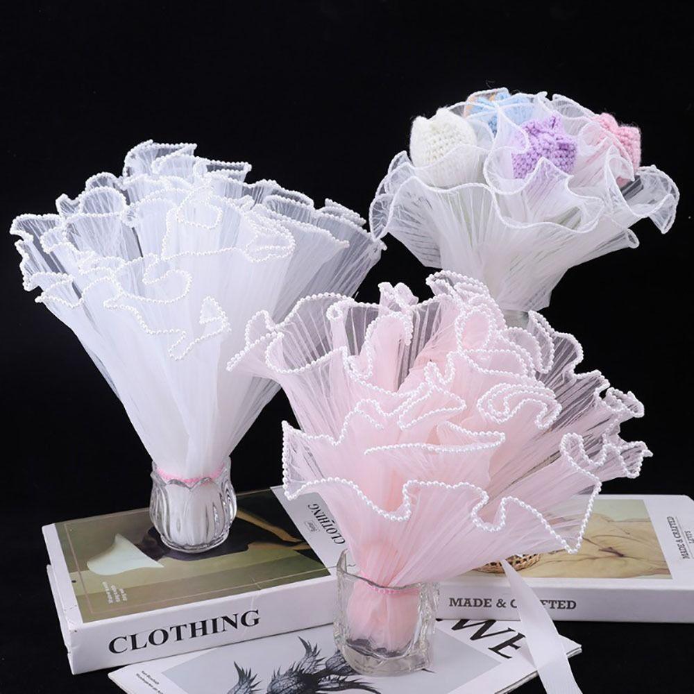 1Pcs Pearl Lace Gift Wrapping Mesh Wave Yarn Gift Packaging Paper  for Valentine's Day Wedding