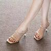 Open-toed with Cool Slippers and Fairy Style 2025 Summer New Rhinestone Sandals Women's Stiletto Crystal High Heels