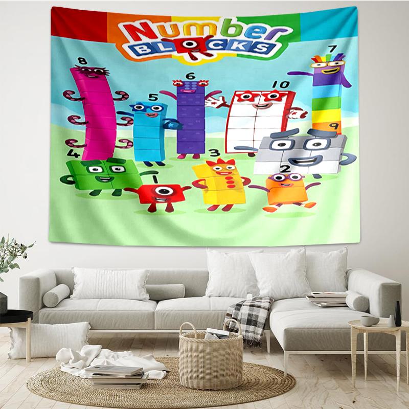 Numberblocks Print Tapestry, Backdrop, Easy Setup, Ideal for Bedroom, Office & Living Room, with Aesthetic Wall Hanging Decor.