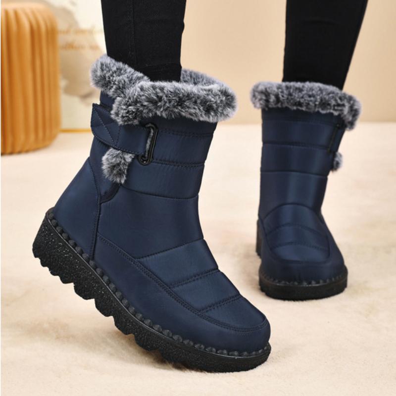 Снежные сапоги, зимние женские сапоги с плюшем и толстыми хлопковыми сапогами, полиуретановые сапоги до колена, хлопковая обувь с высоким голенищем и толстой подошвой