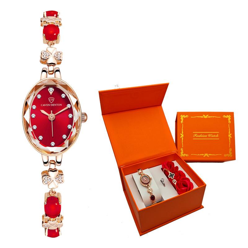 Women's Quartz Watch – Affordable Luxury, Niche Style, Fashionable & Water-Resistant, Featuring Green Accents and a Bracelet