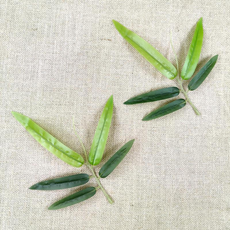 Artificial Bamboo Branches: 5 Small Leaves with Whiskers for Landscape Decoration