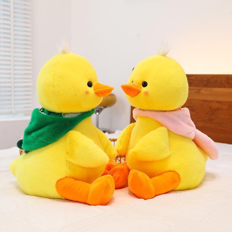 Internet celebrity wearing hat little yellow duck plush toy cute rag doll throw pillow animal doll girl birthday gift