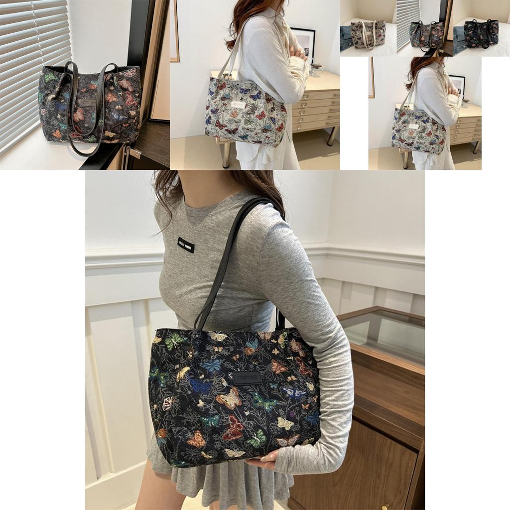 Шикарная новая холщовая сумка-тоут 2024 года, черная и белая, на молнии, для повседневного использования