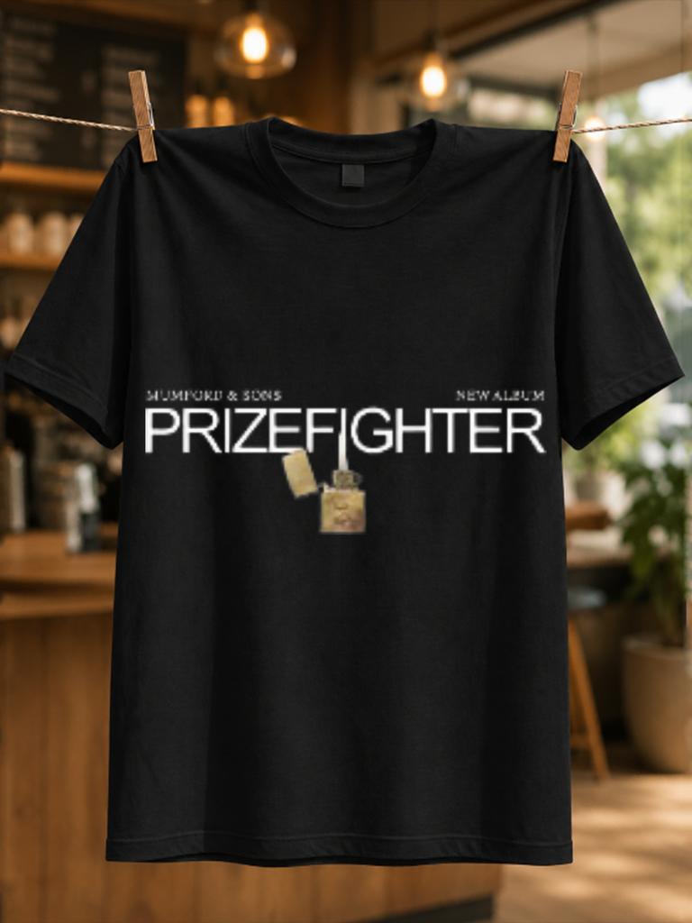 Mumford Prizefighter Tiny Lighter Icon Under Sk Title And New Album Wording Minimal Folk Style Unisex All Tshirt