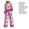 2 Pcs/Set T-shirt Pants Set Floral Print V Neck Long Sleeve Bohemian Striped Top Wide Leg Elastic Waist Pockets Trousers Lady Casual Clothes