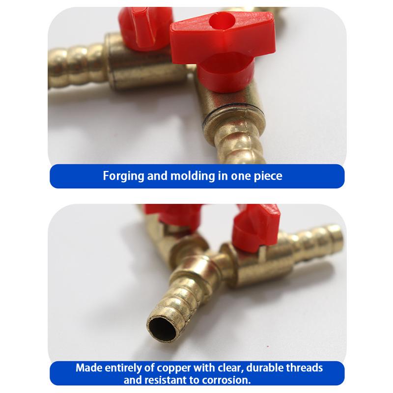 Brass Y 3 Way Shut Off Ball Valve with 8mm 10mm Hose Barb Connector for Water Air Control System Leakproof Design