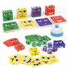 Kids Face Change Expression Puzzle Building Blocks Montessori Cube Table Game Toy Wooden Educational Toys for Children Gifts