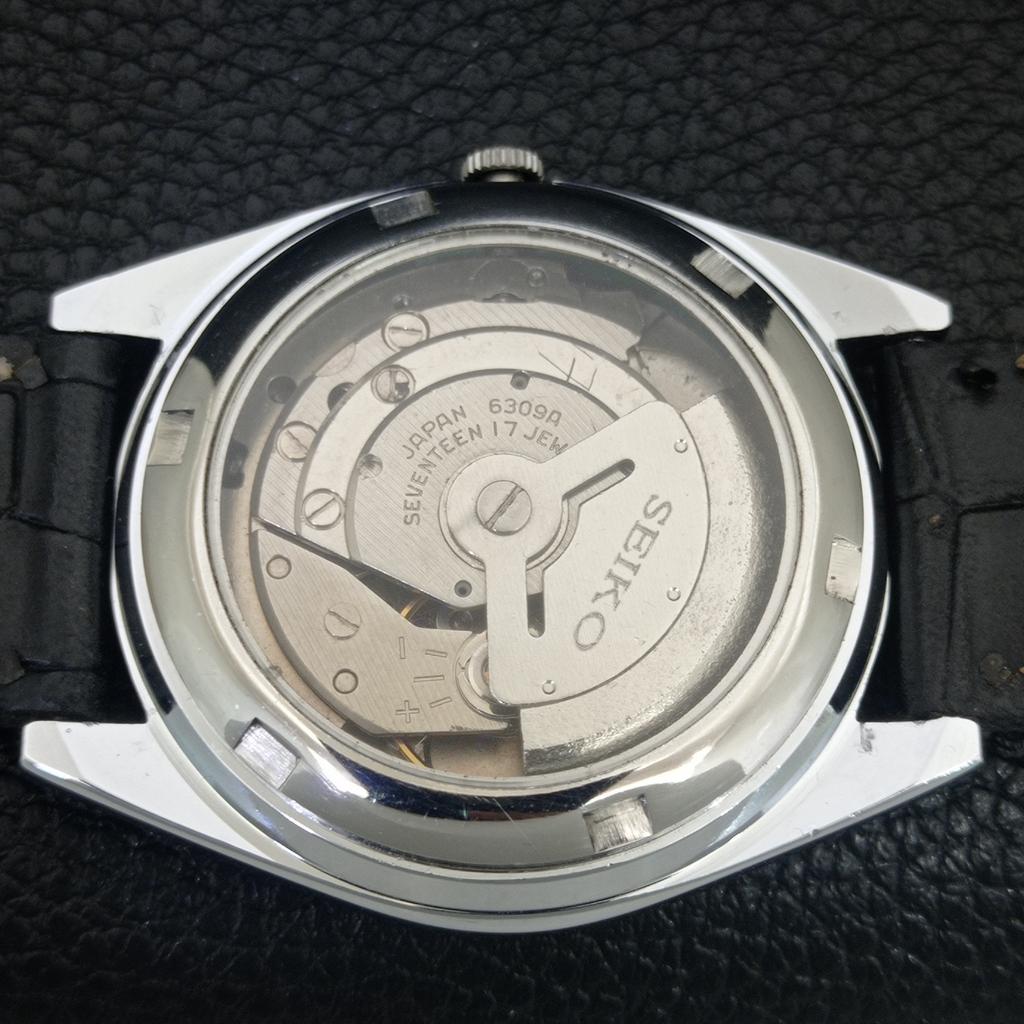 ЯПОНСКИЕ ВИНТАЖНЫЕ ОТРЕМОНТИРОВАННЫЕ МУЖСКИЕ АВТОМАТИЧЕСКИЕ ЧАСЫ SEIKO 6309A С ЧЕРНЫМ ЦИФЕРБЛАТОМ a442763-1