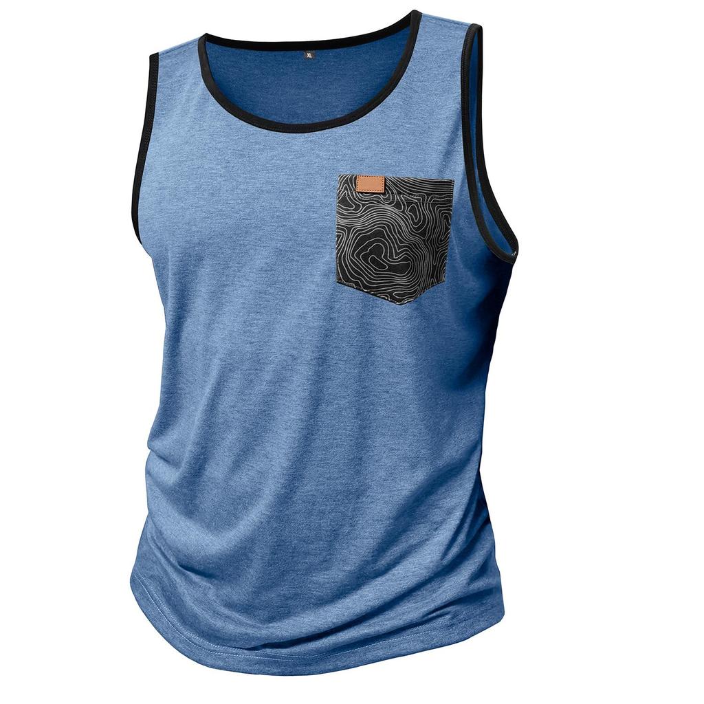 Мужская свободная безрукавка с принтованным нагрудным карманом для летних видов спорта