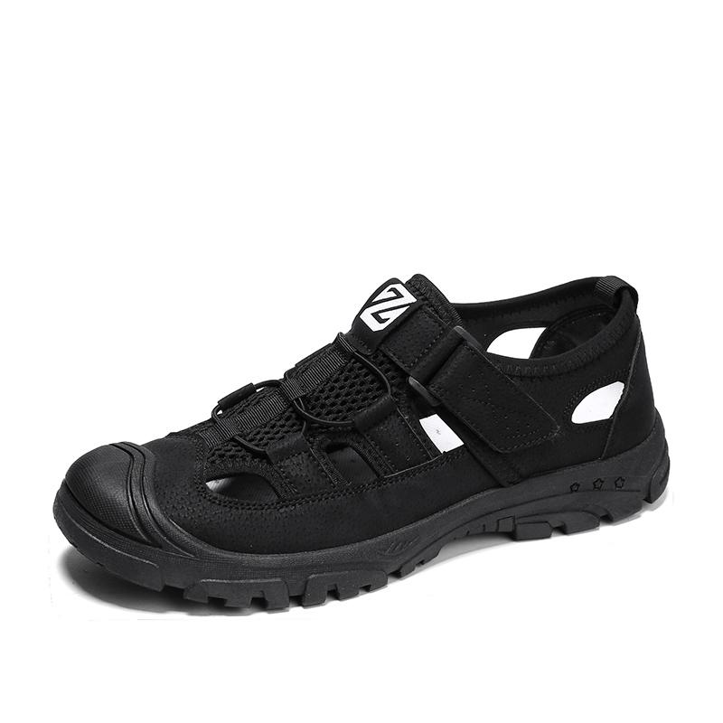 Men's Summer Sandals Loafers Casual Breathable Comfortable Mesh Shoes Vintage Leather Flats Outdoor Beach Shoes Men Shoes