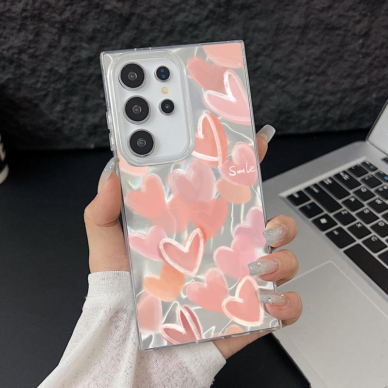 Чехол для телефона Samsung S25 Ultra S24 FE S23 A36 A56 A16 A55 с блестками и узором в виде сердечек и перьев, блестящий, ударопрочный, из ТПУ, с мягким краем, тонкий чехол