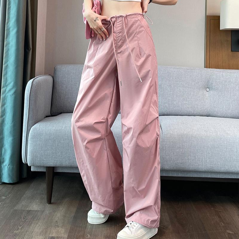 Модные элегантные женские брюки-карго, свободные повседневные быстросохнущие брюки-харлан на шнурке, лето-весна, простые плиссированные брюки 515