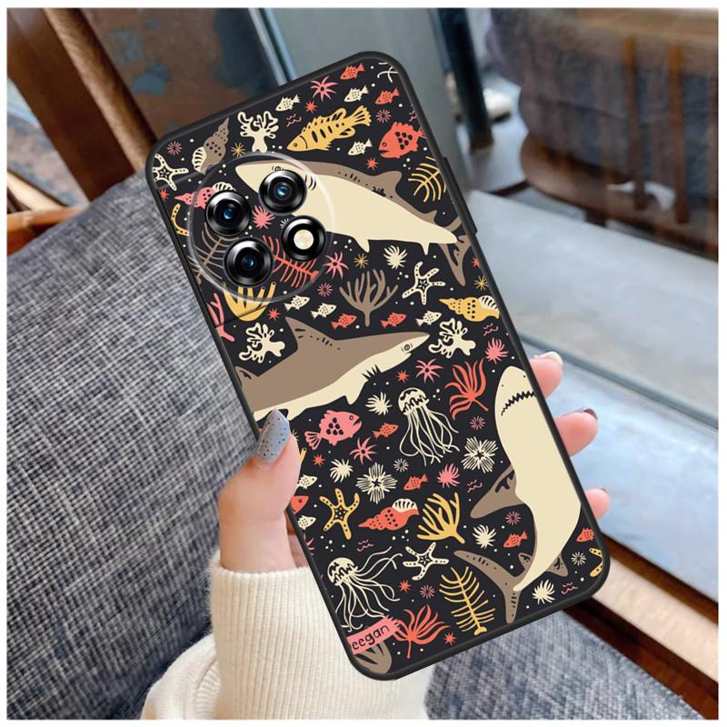 Ocean Shark Tooth Fish Case For OnePlus 13R 13T 12R 10R 10T 15 13 12 11 10 9 Pro Nord 5 CE 2 3 4 Lite N20 N30 Coque