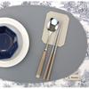 Bonaire Color Mix Cutlery Set for 4, Cream + Brown + Burgundy + Blue, Spoon + Chopsticks, 1 Set, Korean Popular Tableware