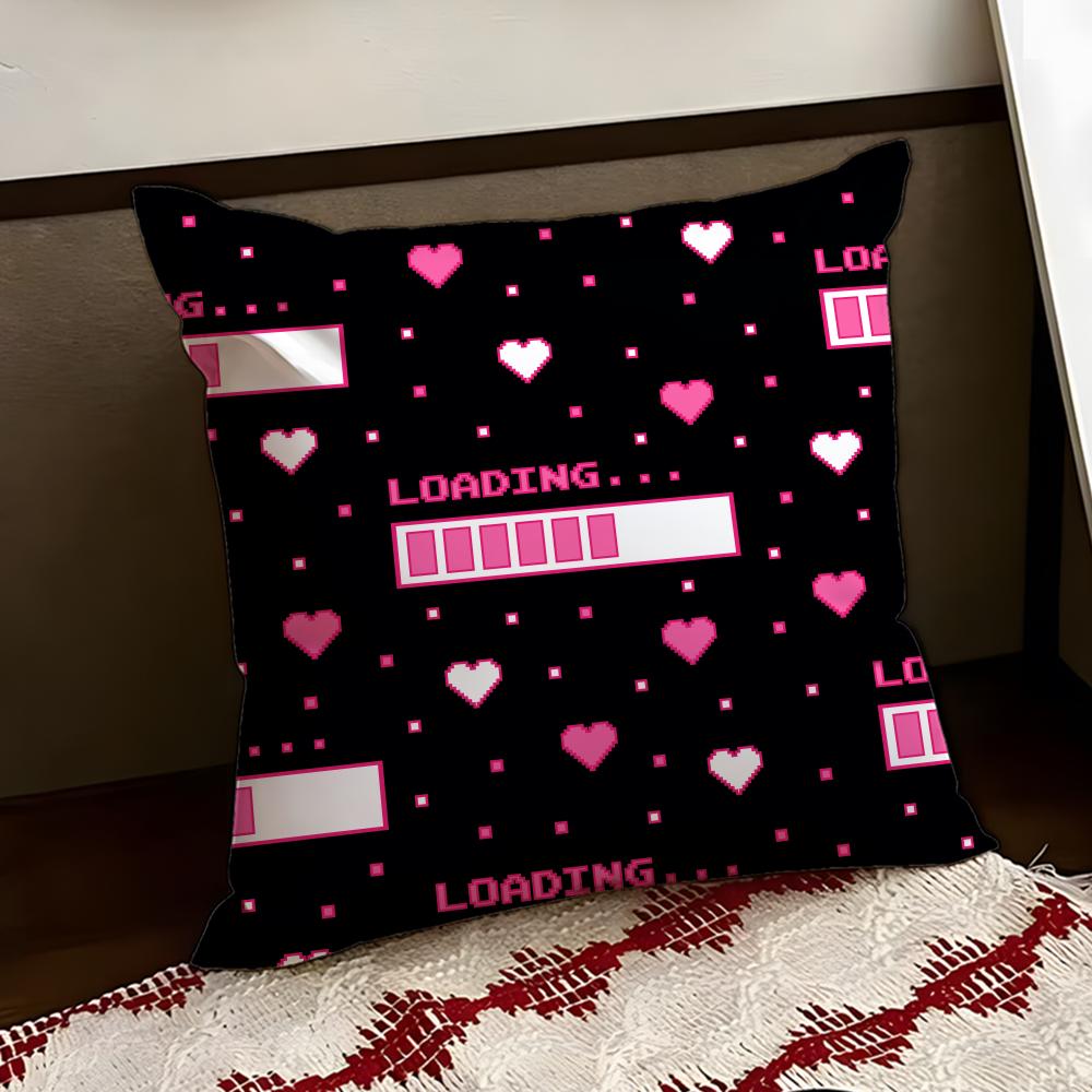 Cute Valentines Day Cushion Cover Reversible Soft Durable Pillow Cover Home Car MultiScene Use for Daily Comfort