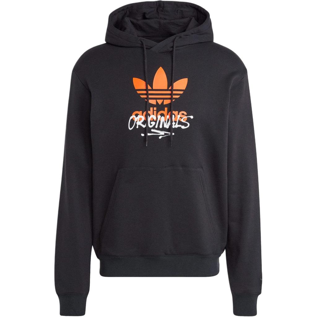 adidas Оригинальная тренировочная одежда Уличная Удобная Мягкая Универсальная Толстовка с капюшоном и длинным рукавом Американская винтажная толстовка Мужская толстовка Черная IZ2581